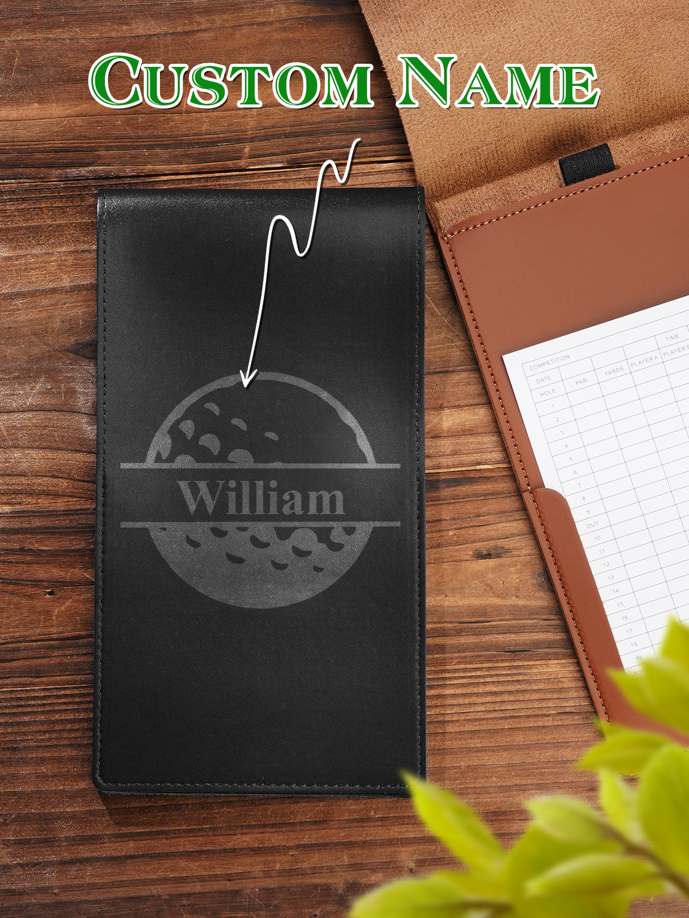 Personalized PU Leather Golf Scorecard Holder Anniversary Birthday Gift for Man Golf Lover