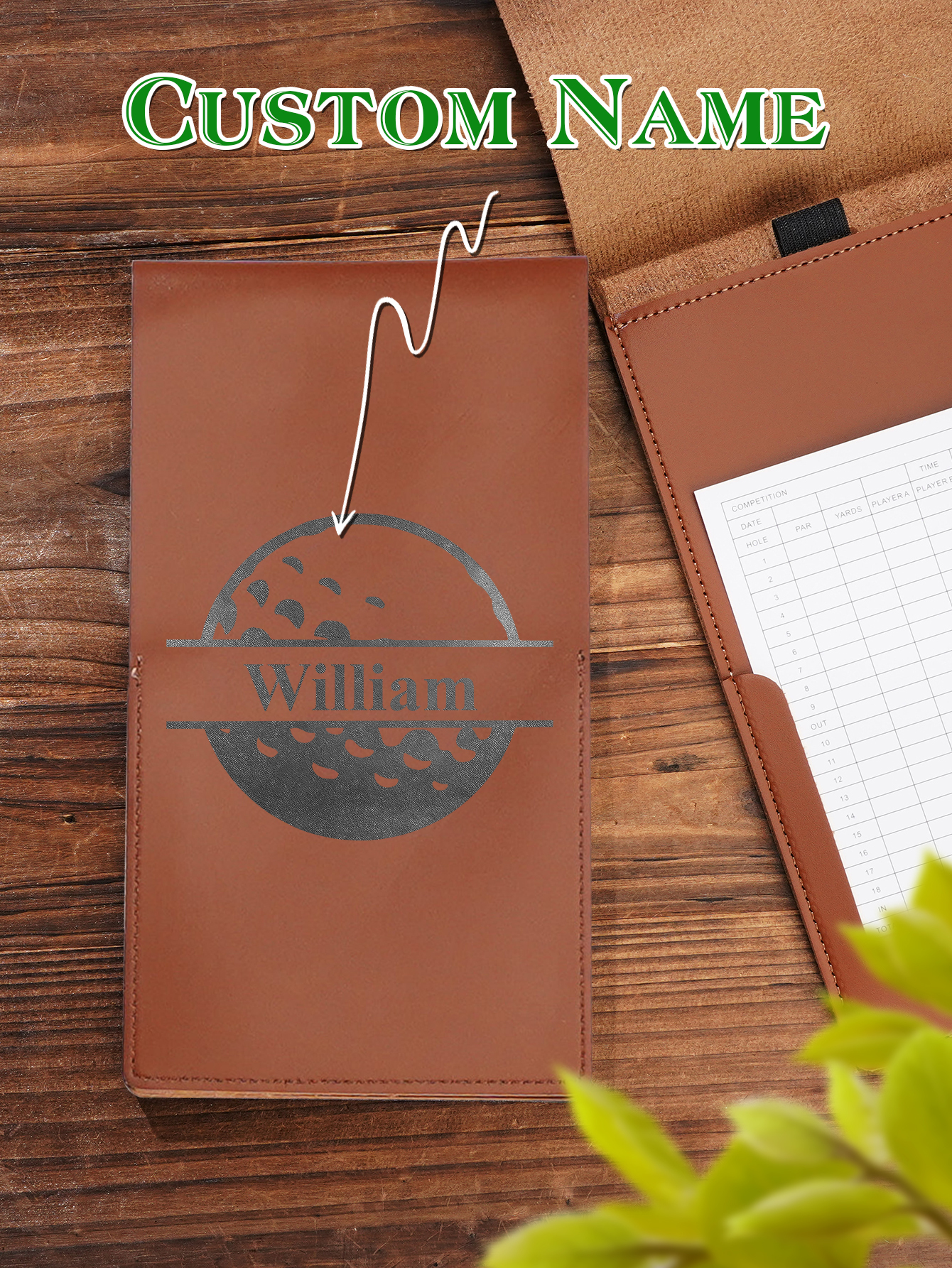 Personalized PU Leather Golf Scorecard Holder Anniversary Birthday Gift for Man Golf Lover