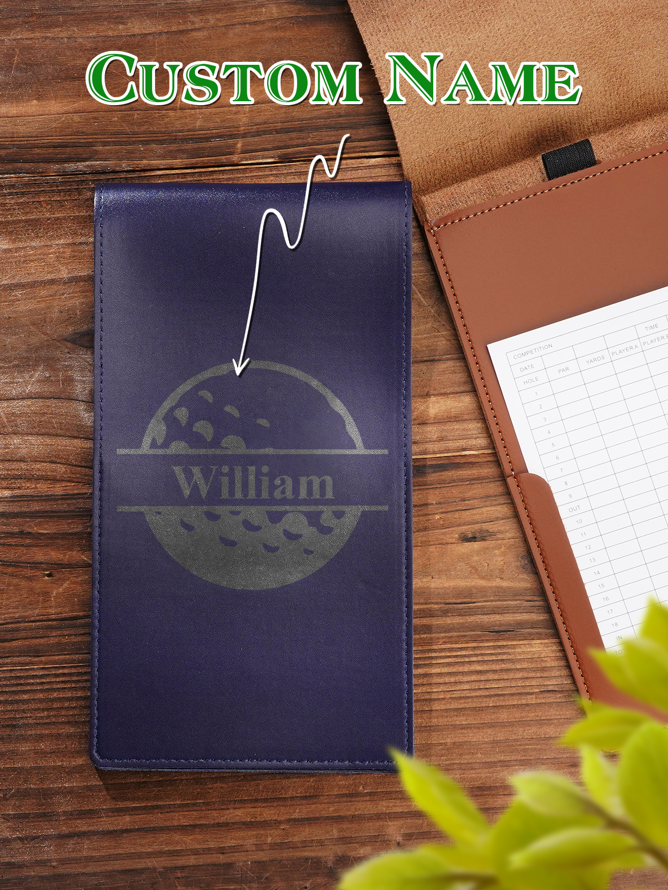 Personalized PU Leather Golf Scorecard Holder Anniversary Birthday Gift for Man Golf Lover