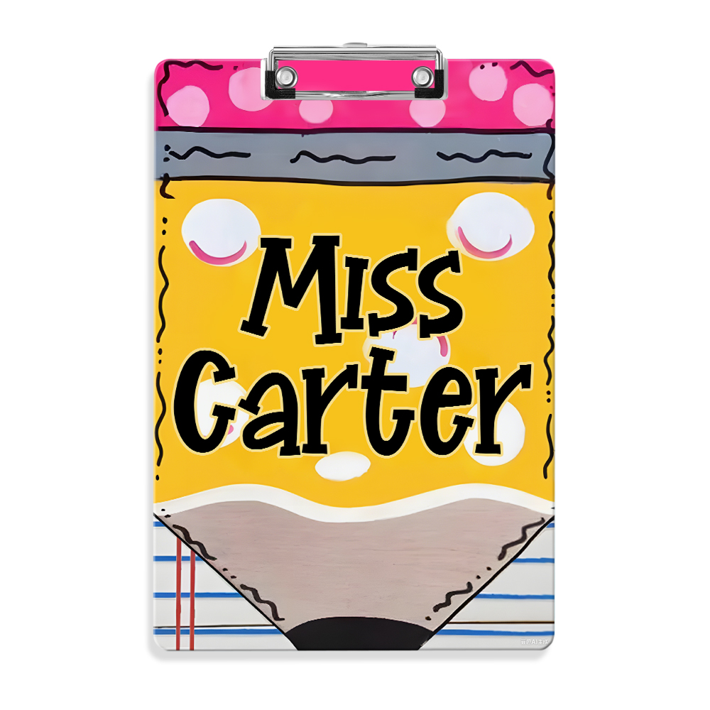 Custom Text Name Folder with Pencil Design – Teacher's Day & Back to School Gift