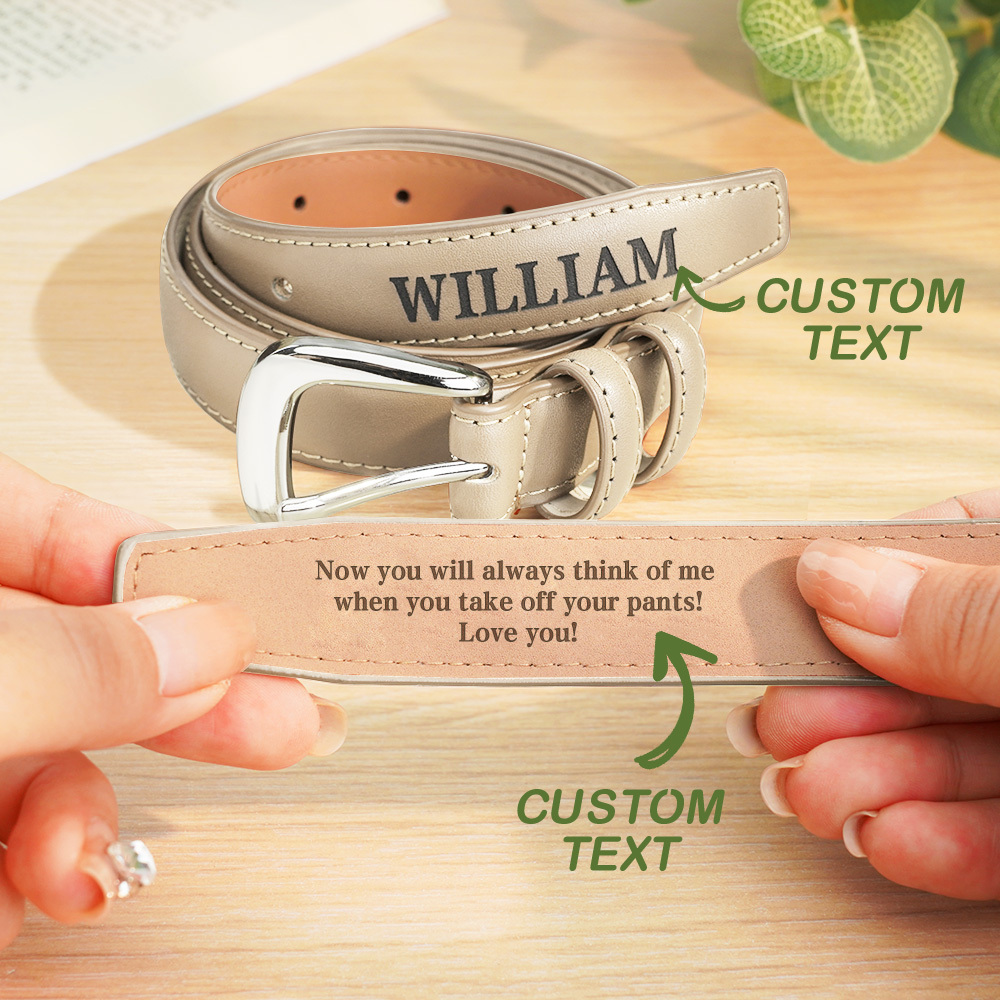 Personalized Men's PU Leather Belt with Engraved Text Birthday Anniversary Gift for Him