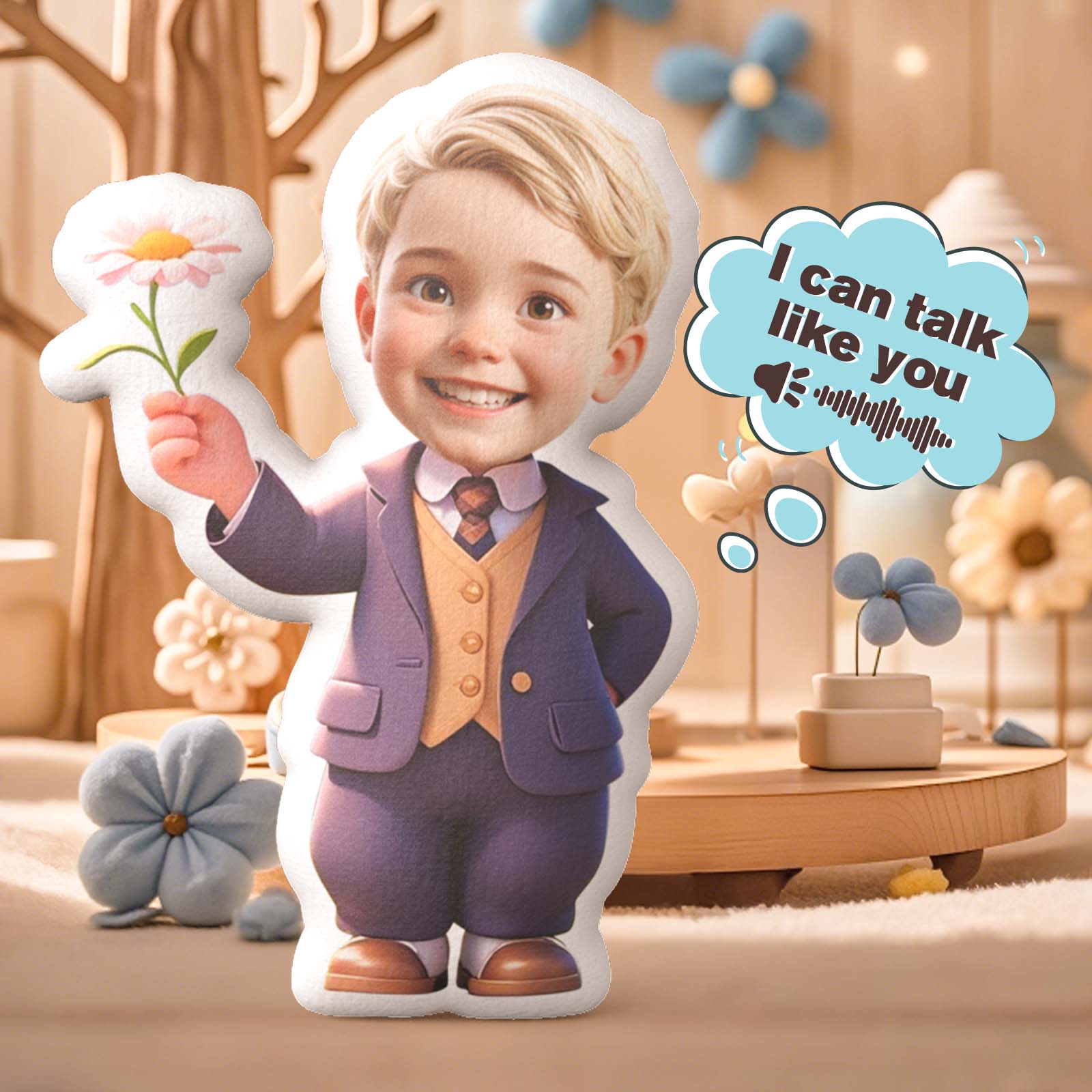 Custom Head Recording Soothing Doll with Cute Body Personalized Comfort Toy