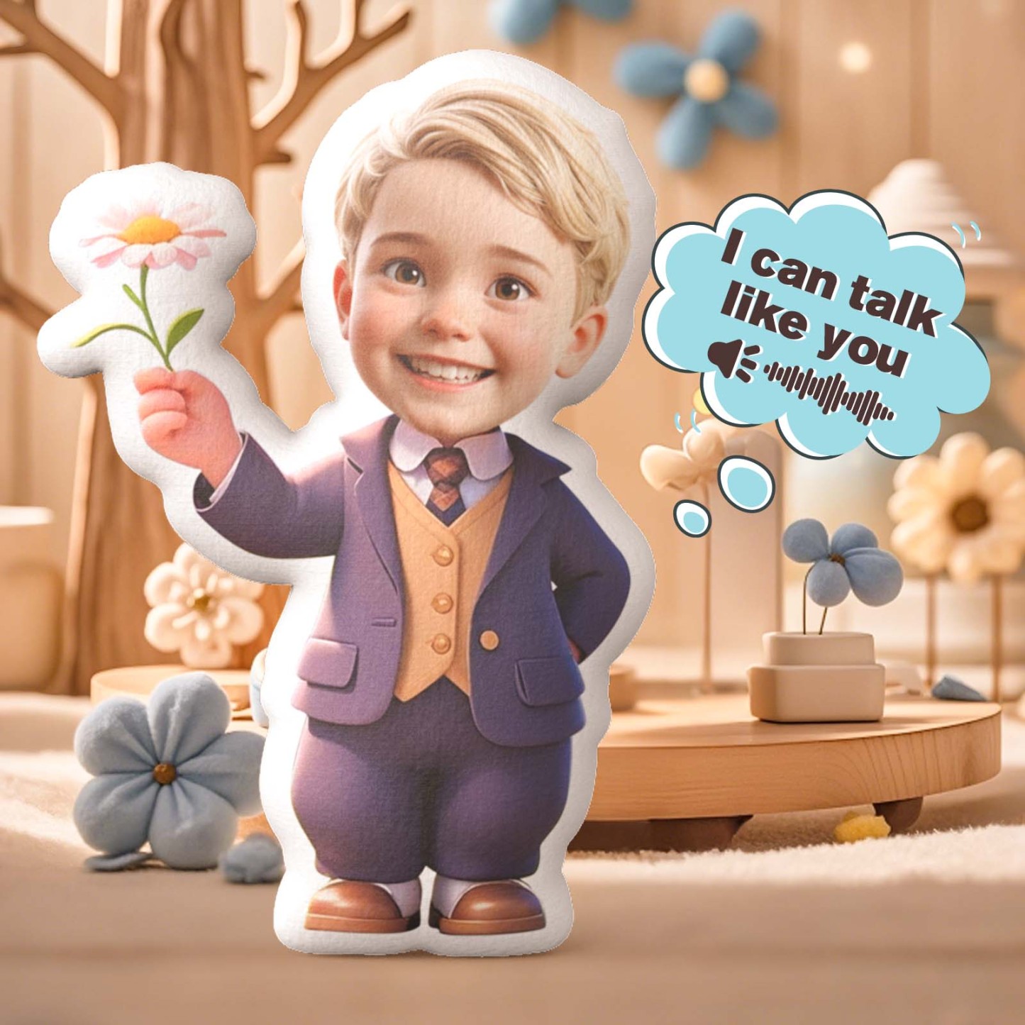 Custom Head Recording Soothing Doll with Cute Body Personalized Comfort Toy