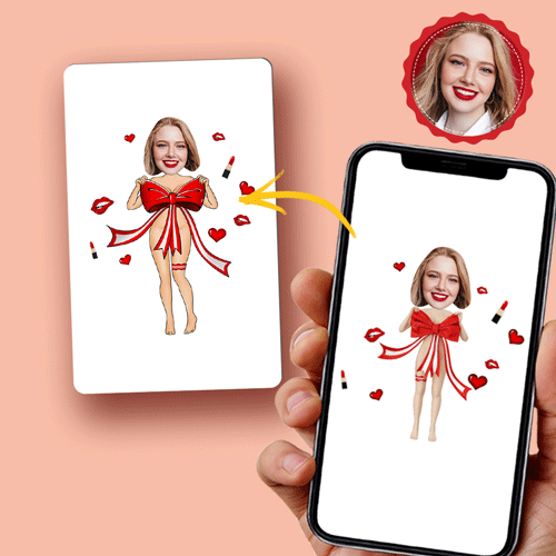 Scannable AR VR Animation 3D Card Virtual Reality Animation AR Graphic Cards Red Bow