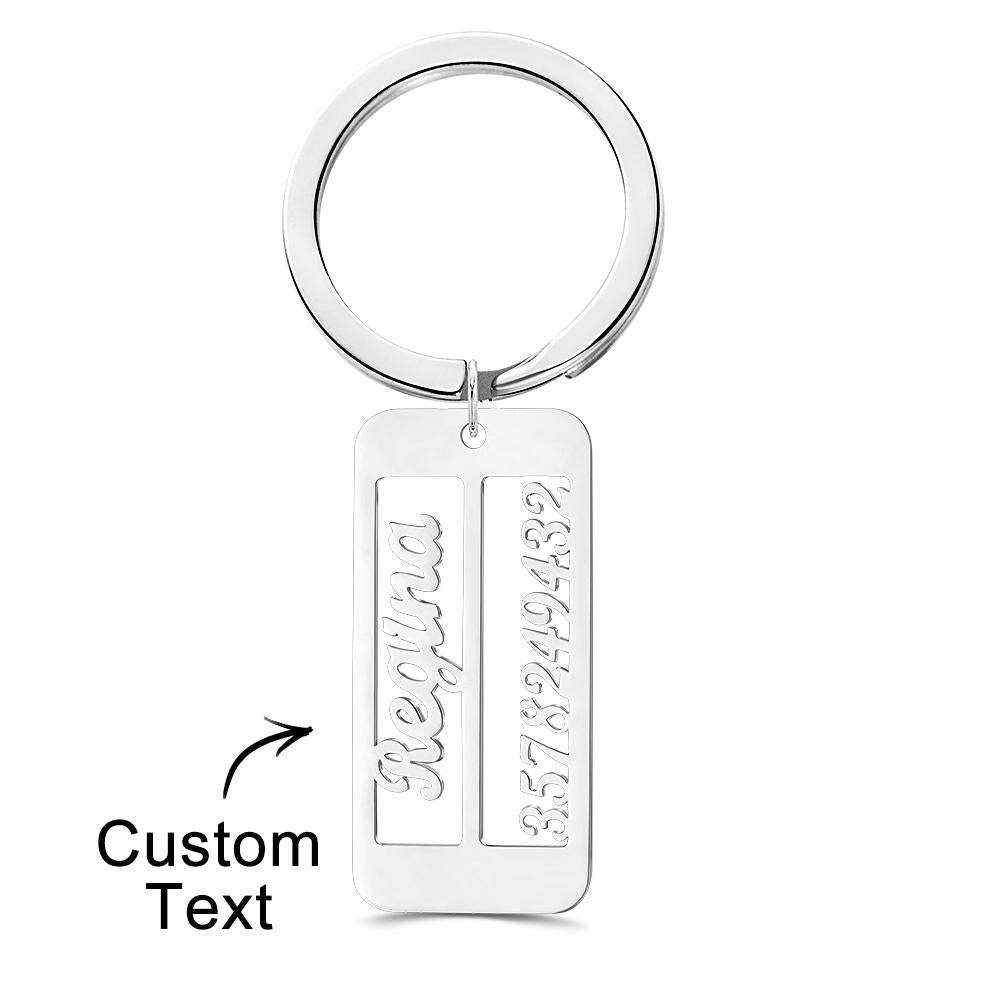 Personalized Name Phone Number Keychain Engraved Exclusive Phone Number Keychain