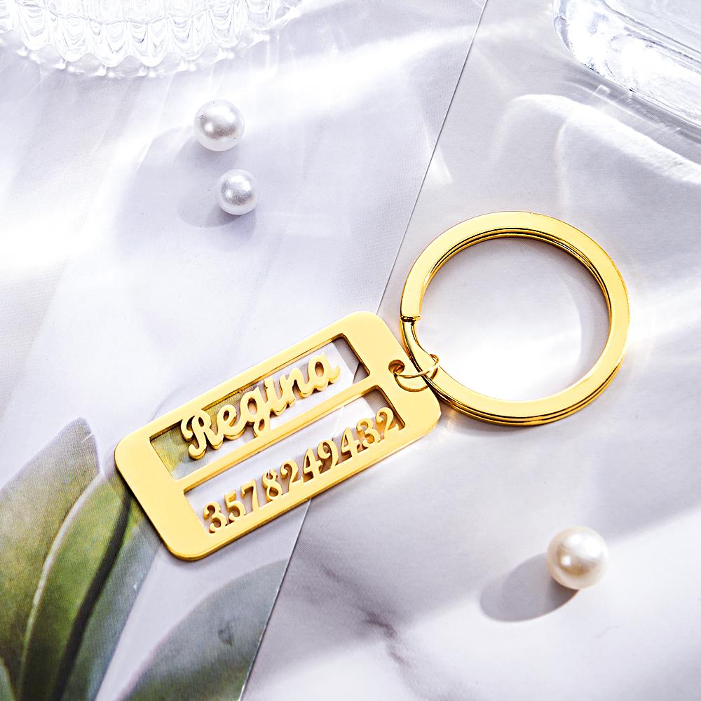 Personalized Name Phone Number Keychain Engraved Exclusive Phone Number Keychain