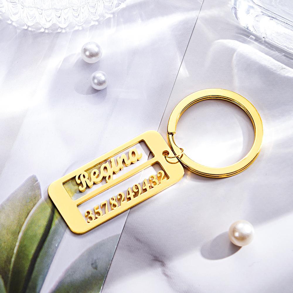 Personalized Name Phone Number Keychain Engraved Exclusive Phone Number Keychain