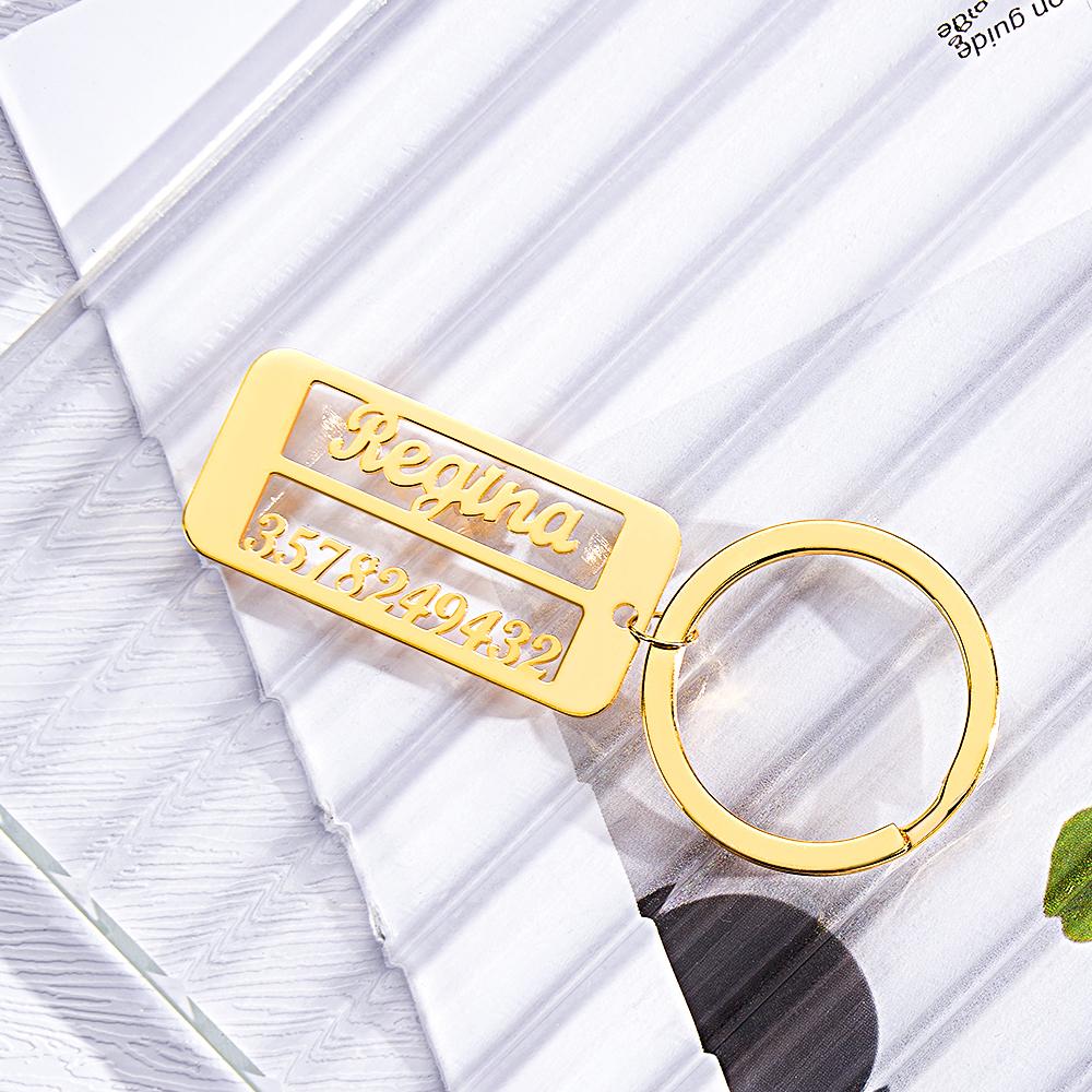 Personalized Name Phone Number Keychain Engraved Exclusive Phone Number Keychain