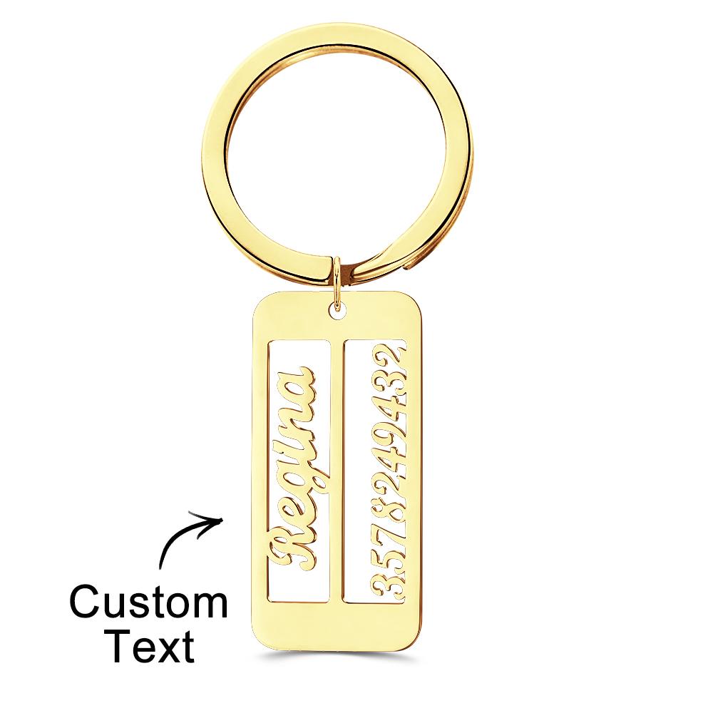 Personalized Name Phone Number Keychain Engraved Exclusive Phone Number Keychain