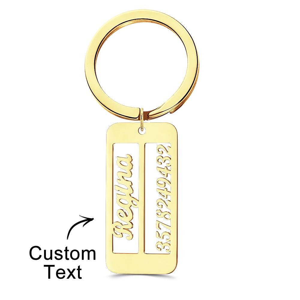 Personalized Name Phone Number Keychain Engraved Exclusive Phone Number Keychain