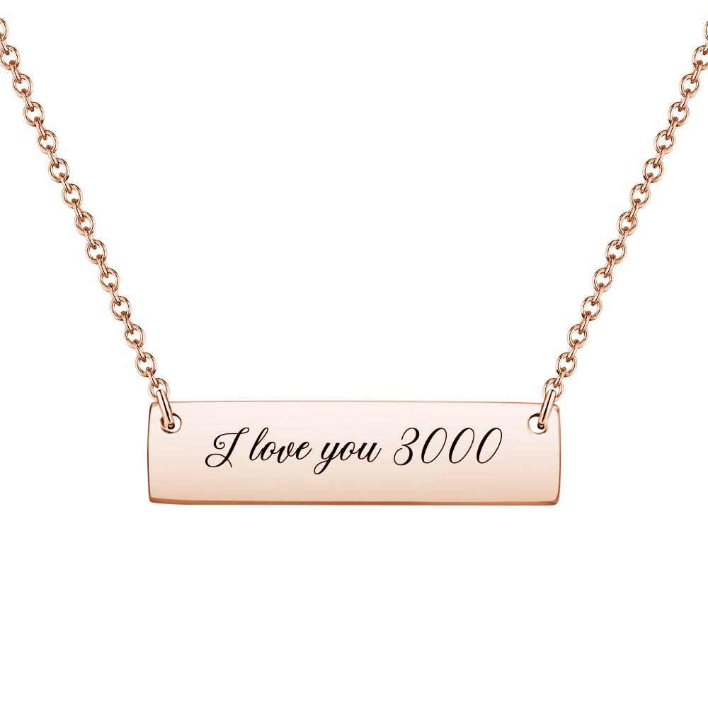 Personalized Text I Love You 3000 Bar Necklace – Custom Engraved Pendant Jewelry Gift for Her