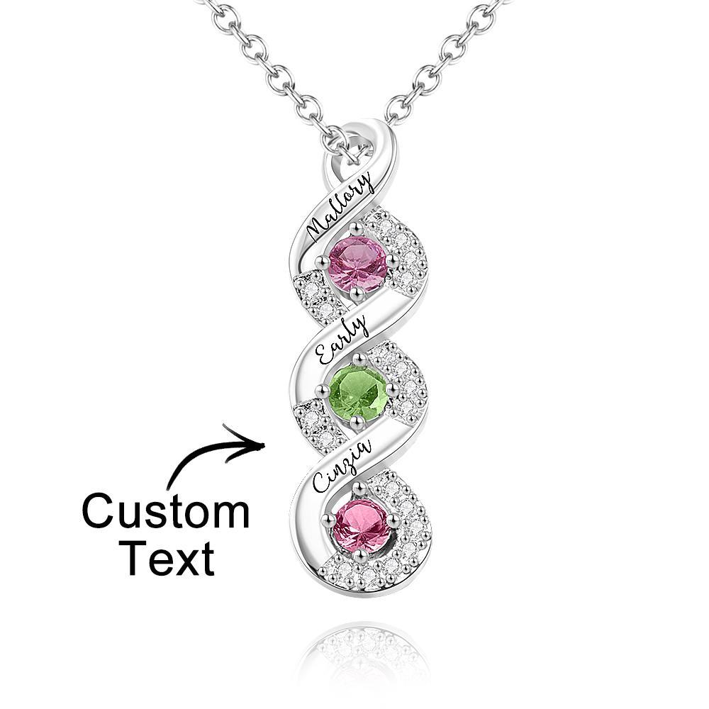 Custom Engraved Name Birthstone Necklace Infinity Creative Gifts Valentines Gift
