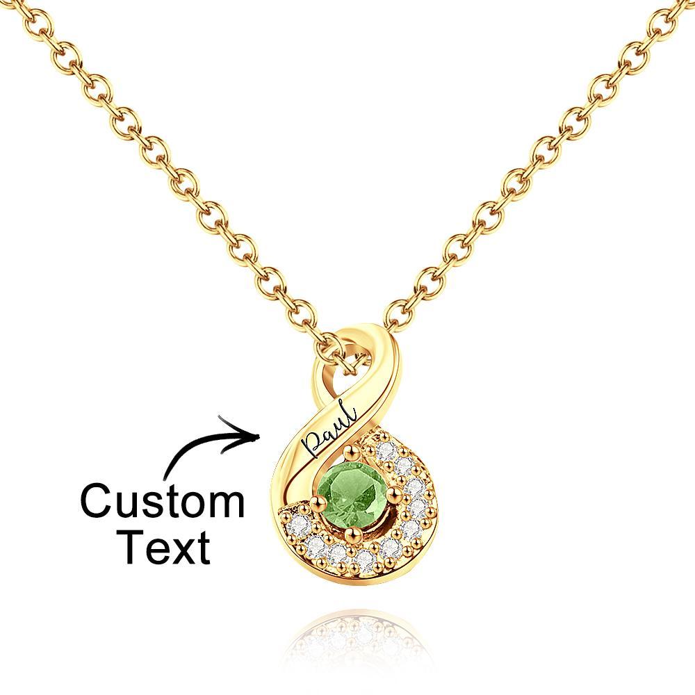 Custom Engraved Name Birthstone Necklace Infinity Creative Gifts Valentines Gift