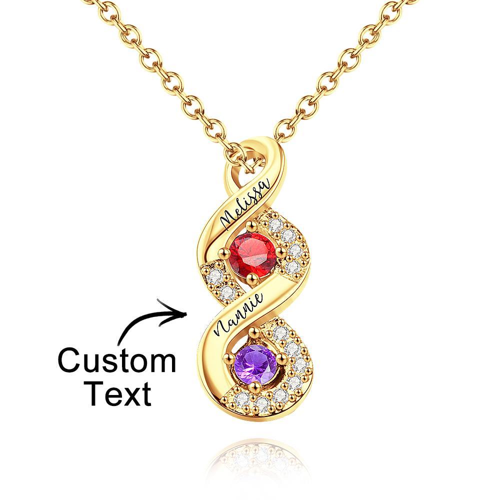 Custom Engraved Name Birthstone Necklace Infinity Creative Gifts Valentines Gift