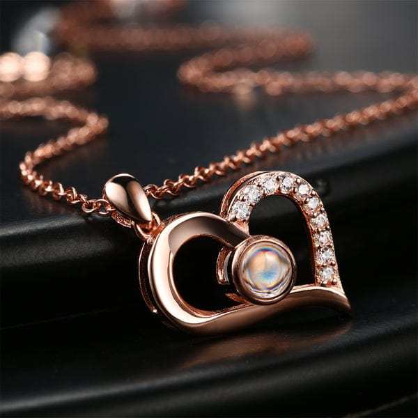 Photo Projection Necklace With Eternal Flower Jewelry Box Gifts for Mum - 2 Colors