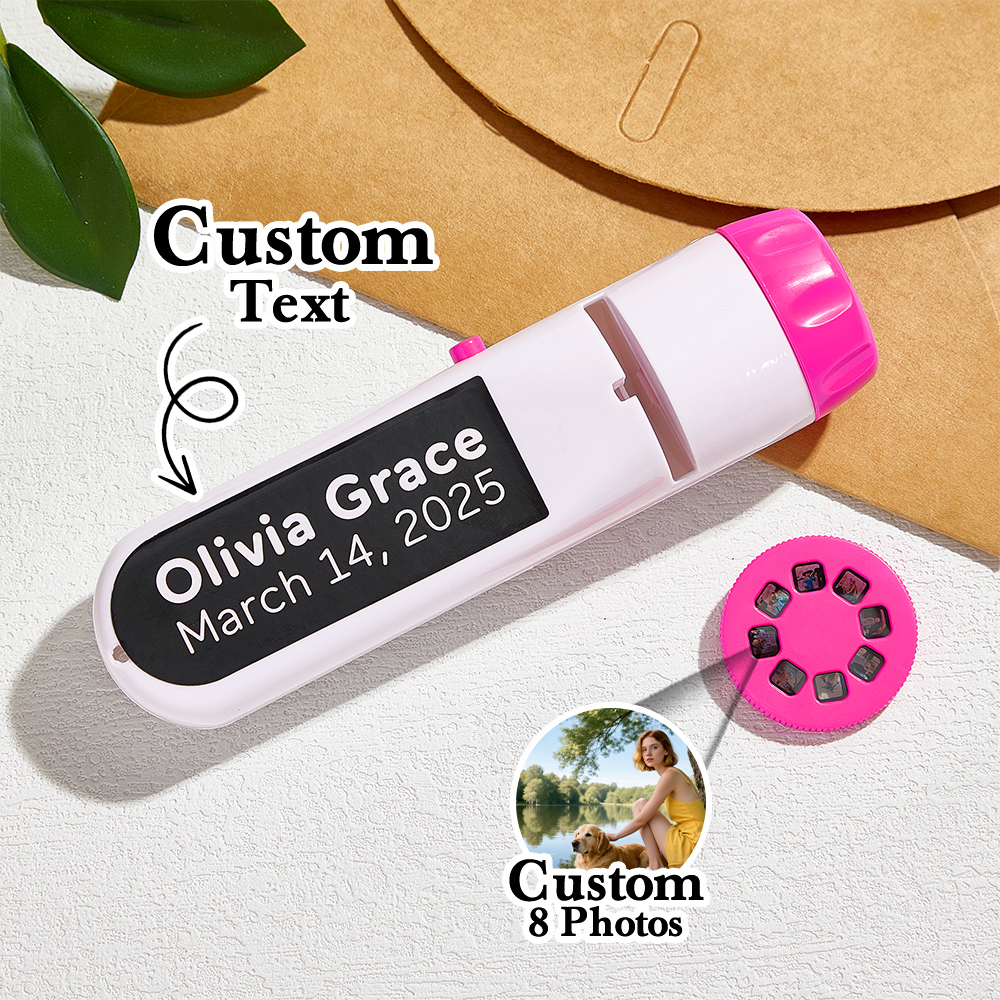Custom Photo Flashlight Personalized Text and Photo Viewer with Your Own Photos Family Anniversary Gift