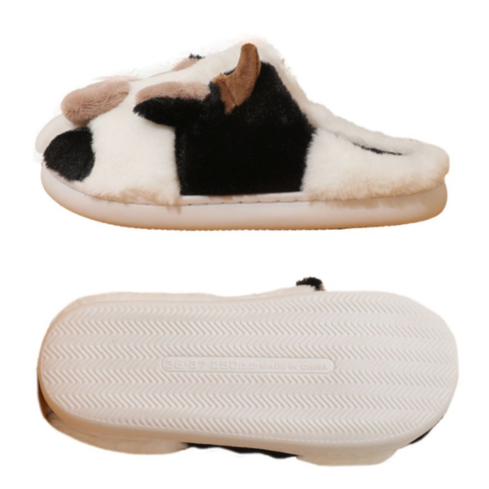 Cow Cotton Slippers Cartoon Animal Slippers Warm Cozy House Slippers