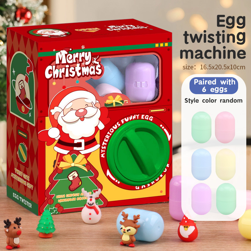 DIY Ramdom Style Egg Twisting Machine Gashapon Paired with 6 Eggs Toys Surprise Bilnd Box Christmas Gifts for Kids