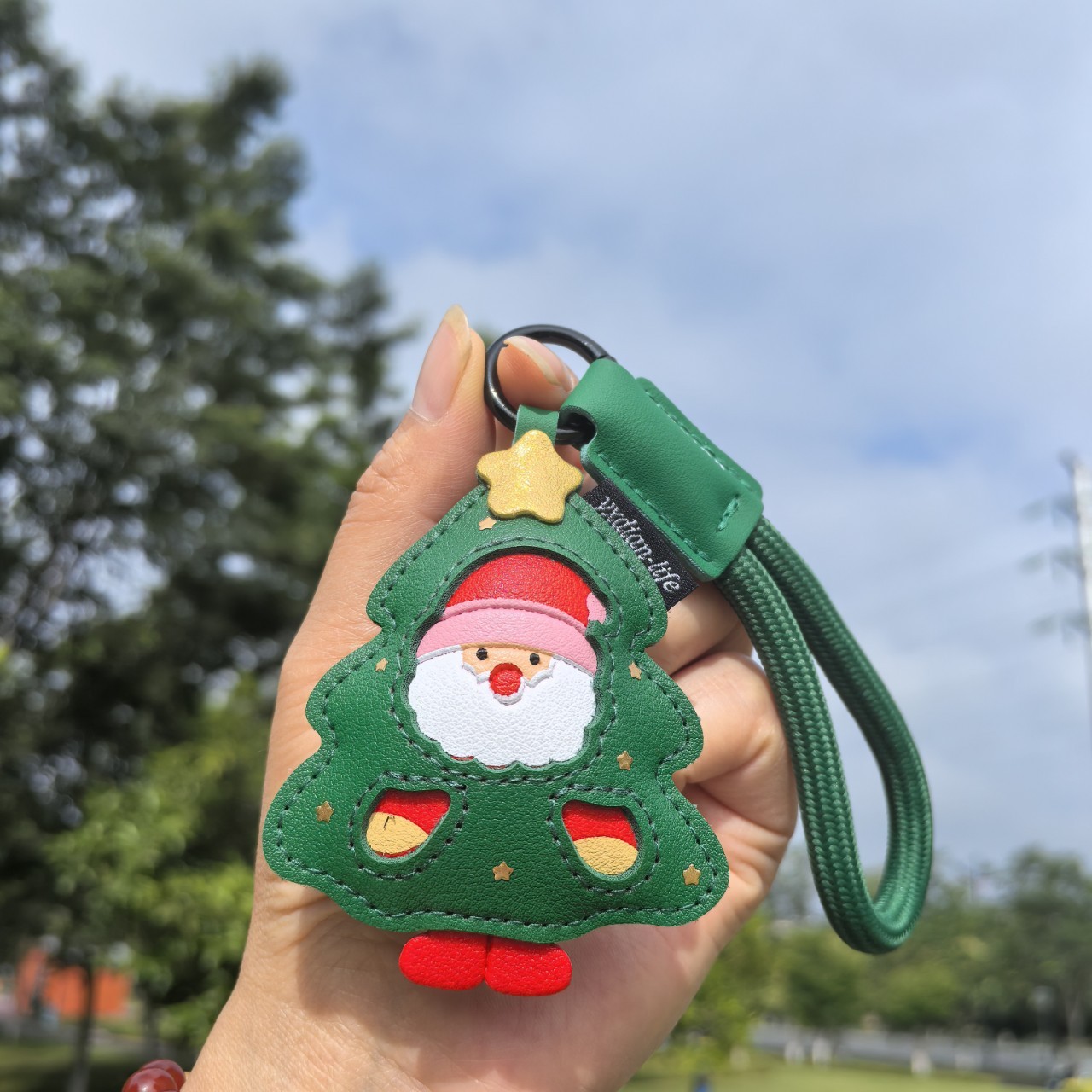 Christmas Tree Christmas Stocking Hanging PU Leather Keychain Christmas Ornaments