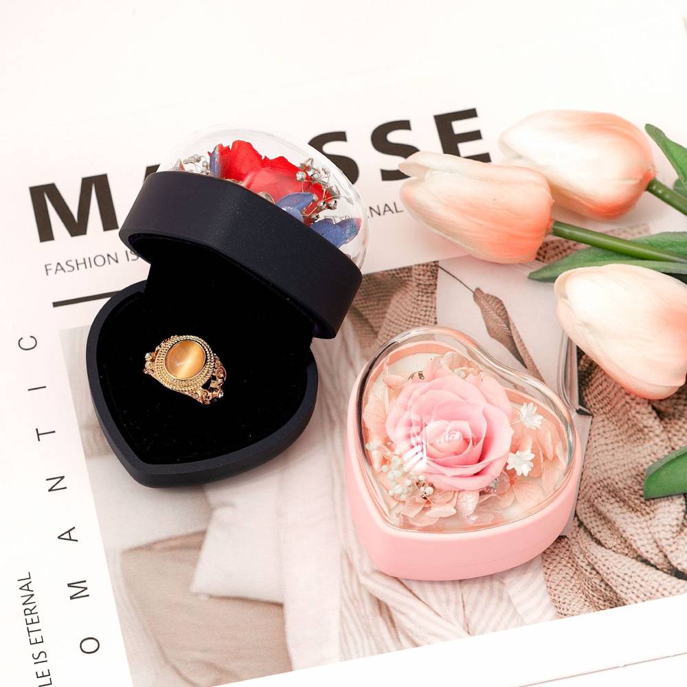 Rose Jewelry Box Heart Gift Box Necklace Gift Box Valentine's Day Gift for Her