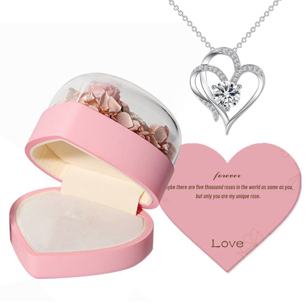 Rose Jewelry Box Heart Gift Box Necklace Gift Box Valentine's Day Gift for Her