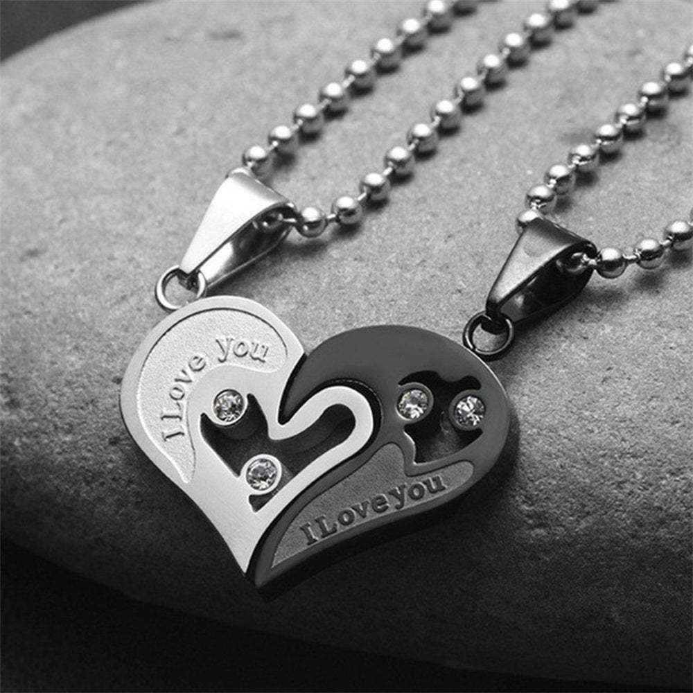Personalized Couple Necklace Matching Cordate Necklaces for Couples Valentine's Gift for Lover