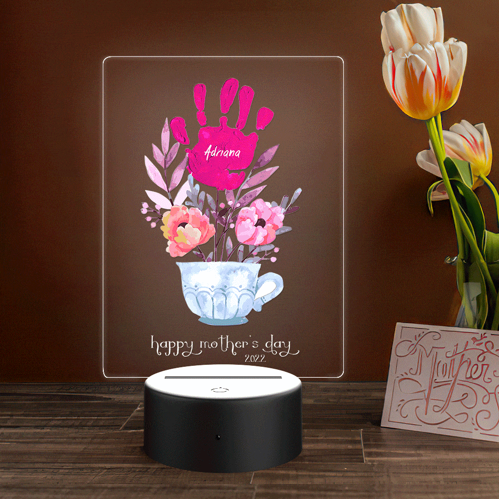 Custom Name and Date Night Light Handprint Lamp Mother's Day Gift
