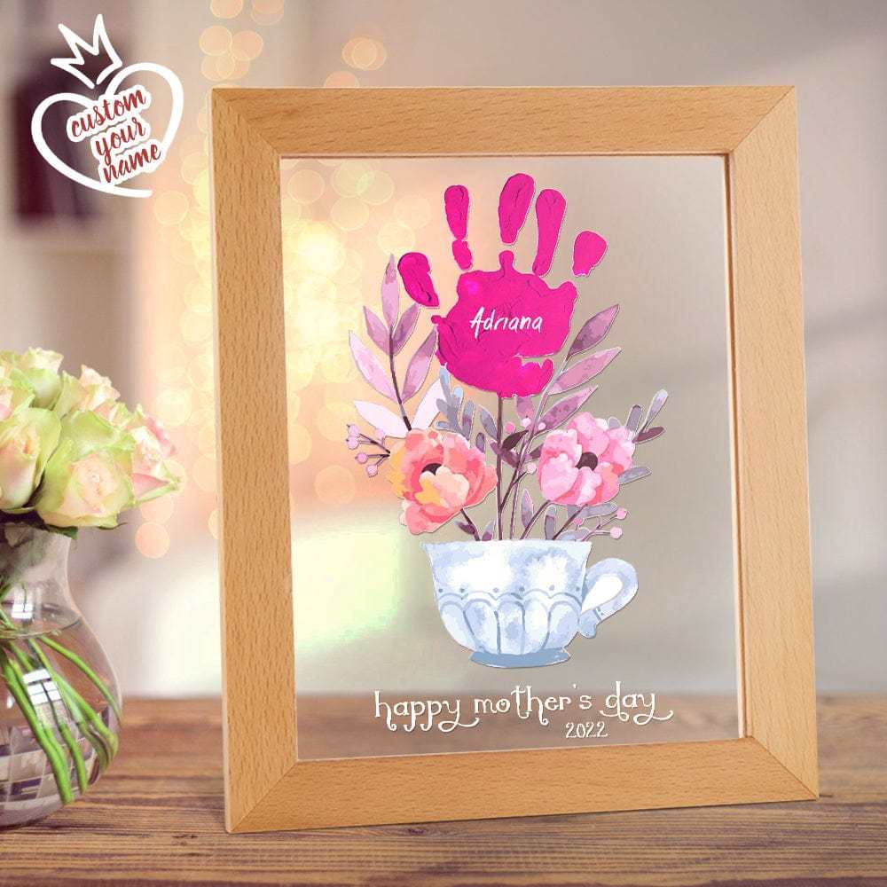Custom Name and Date Night Light Handprint Lamp Mother's Day Gift