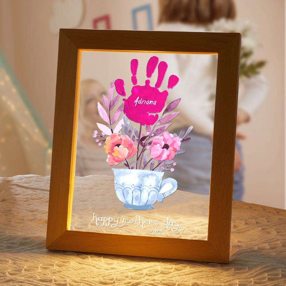 Custom Name and Date Night Light Handprint Lamp Mother's Day Gift