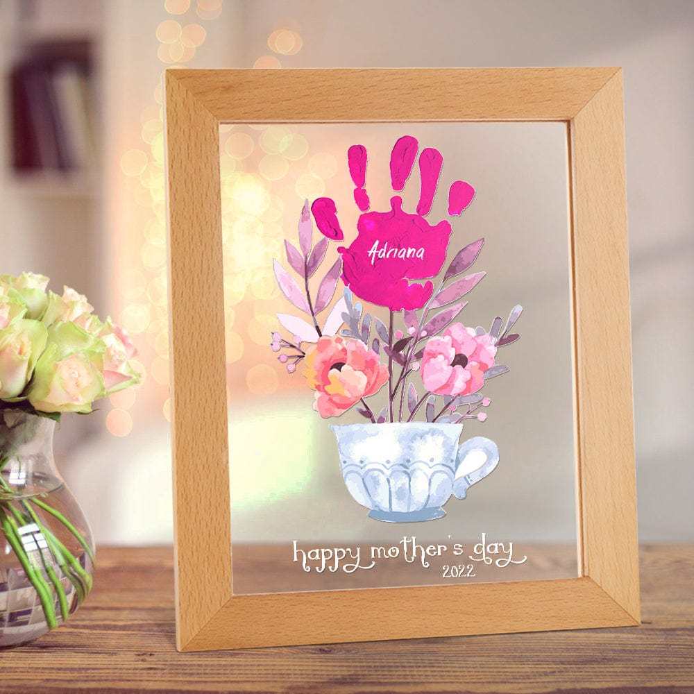 Custom Name and Date Night Light Handprint Lamp Mother's Day Gift