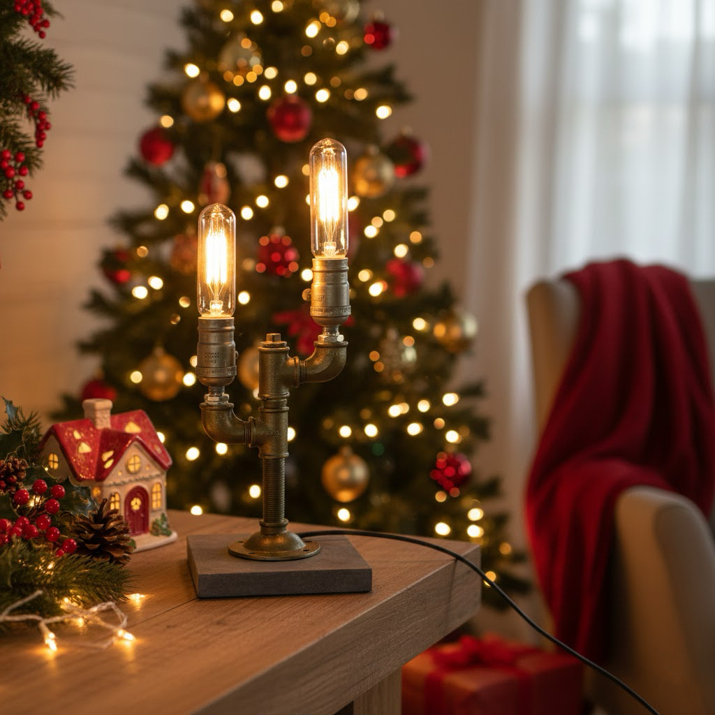 Edison Steampunk Lamp Home Decor Desk Night Light with Power Switch Button Gift for Him (Production Time: About 4-5 Days)