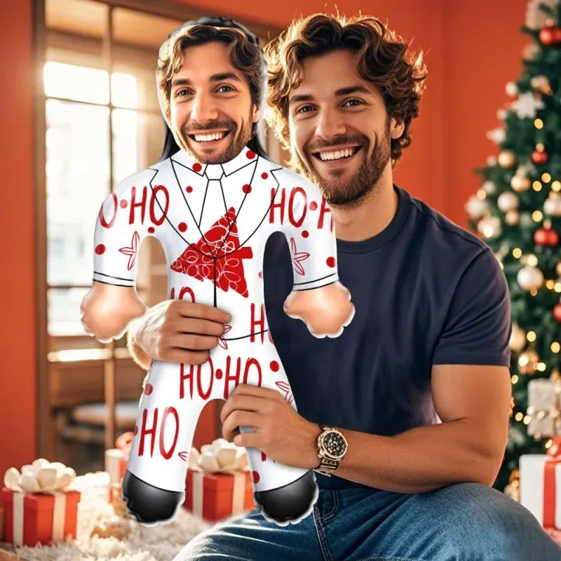 Custom Face White Christmas Suit Blow Up Dolls Funny Inflatable Balloon Custom Air Doll for Party Favors Christmas Gifts