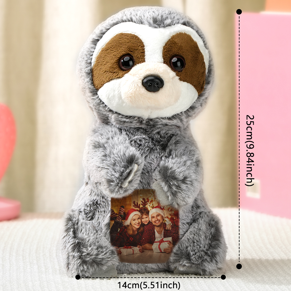 Personalized Sloth Plush Stuffed Toy with Photo Gift for Kids