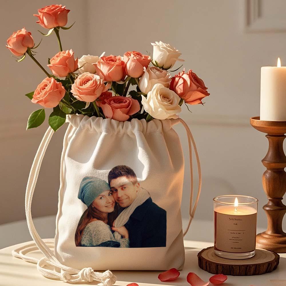 Custom Photo Drawstring Canvas Bag – Personalized Travel Organizer