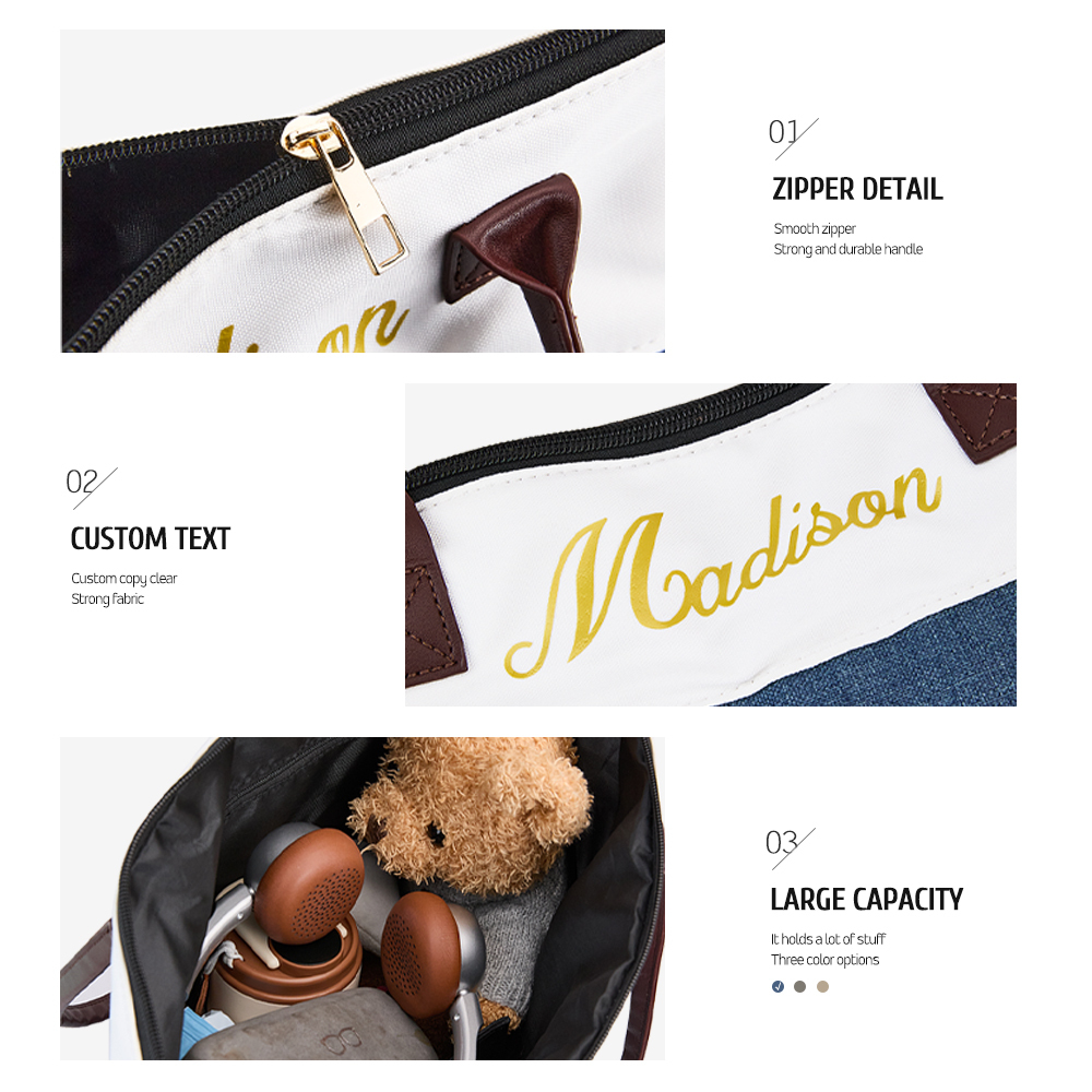 Personalized Bridesmaid Canvas Tote Name Bag with Handles & Ribbon Wedding Bridal Shower Bachelorette Gift for Bridesmaid