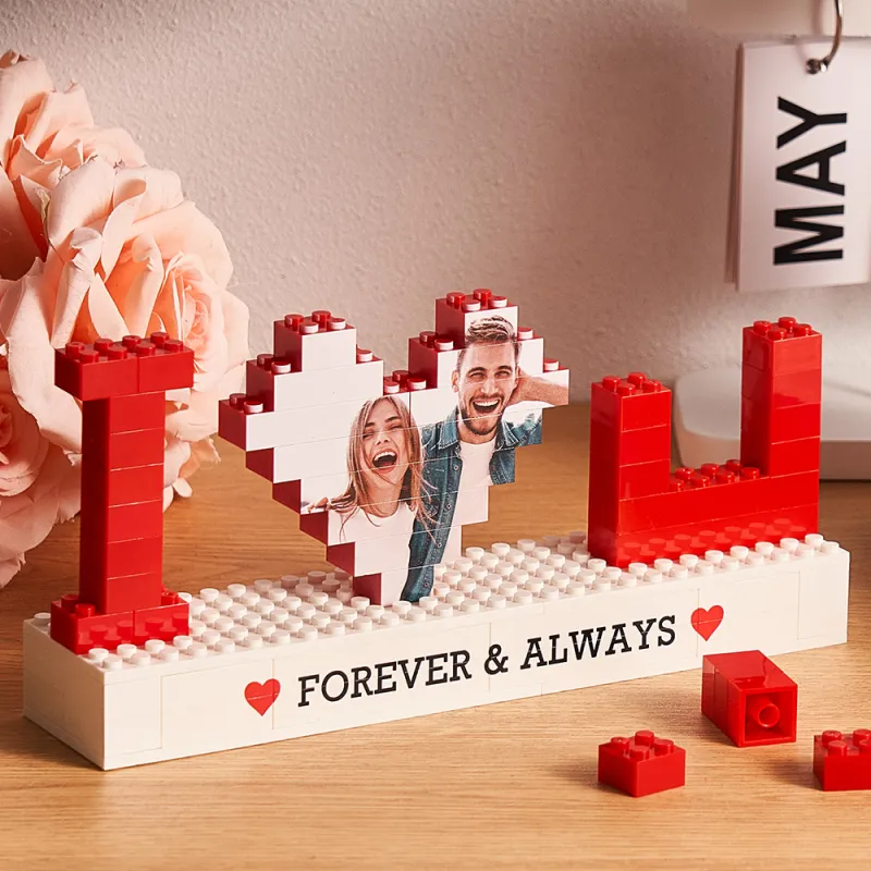 Personalized I Love You Photo Building Brick Puzzles Custom Text Photo Block Gift for Lover