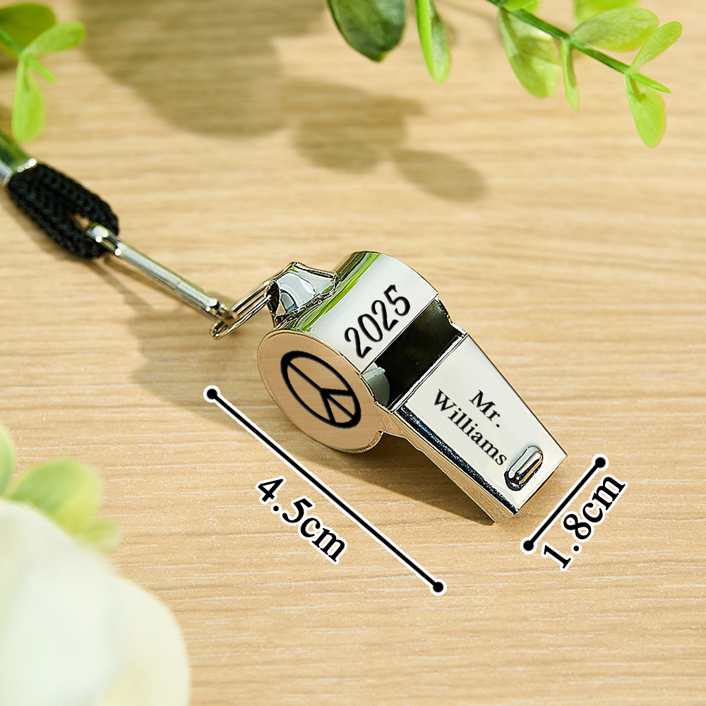 Custom Text Pattern Whistle Gift for Coach Personalized Gift for P.E. Teacher Back to School Gift