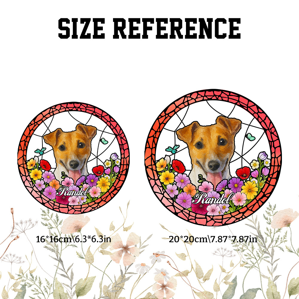 Custom Pet Portrait Stained Glass Suncatcher – Personalized Pet Keepsake Memorial Gift for Dog & Cat Lovers