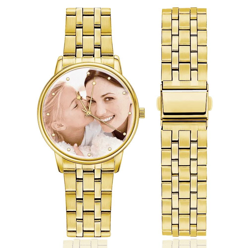 Custom Photo Unisex Engraved Text Watch Alloy Strap 38mm Valentines Gift
