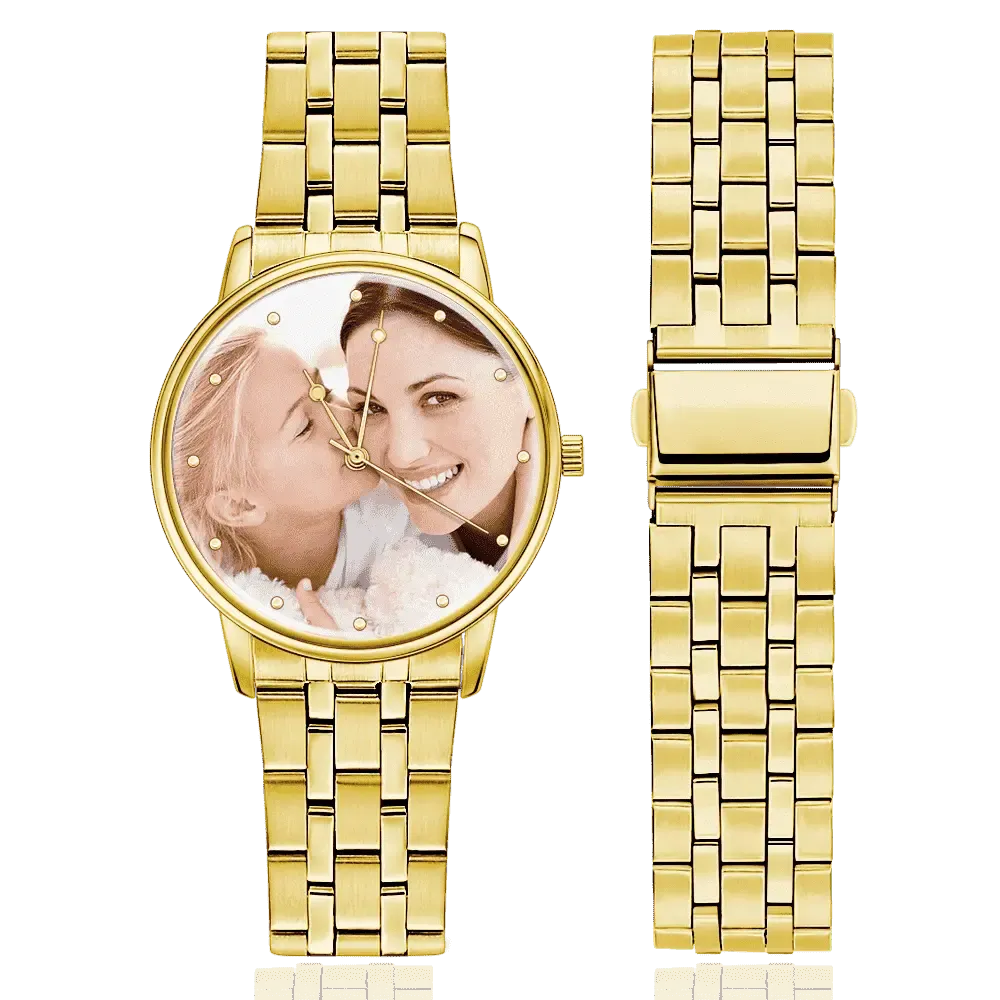 Custom Photo Unisex Engraved Text Watch Alloy Strap 38mm Valentines Gift