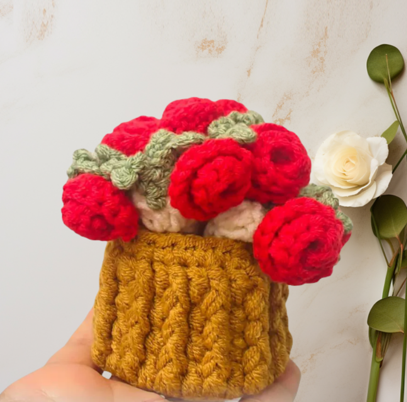 Handmade Crochet Mini Flower Basket without Flowers Gift for Her