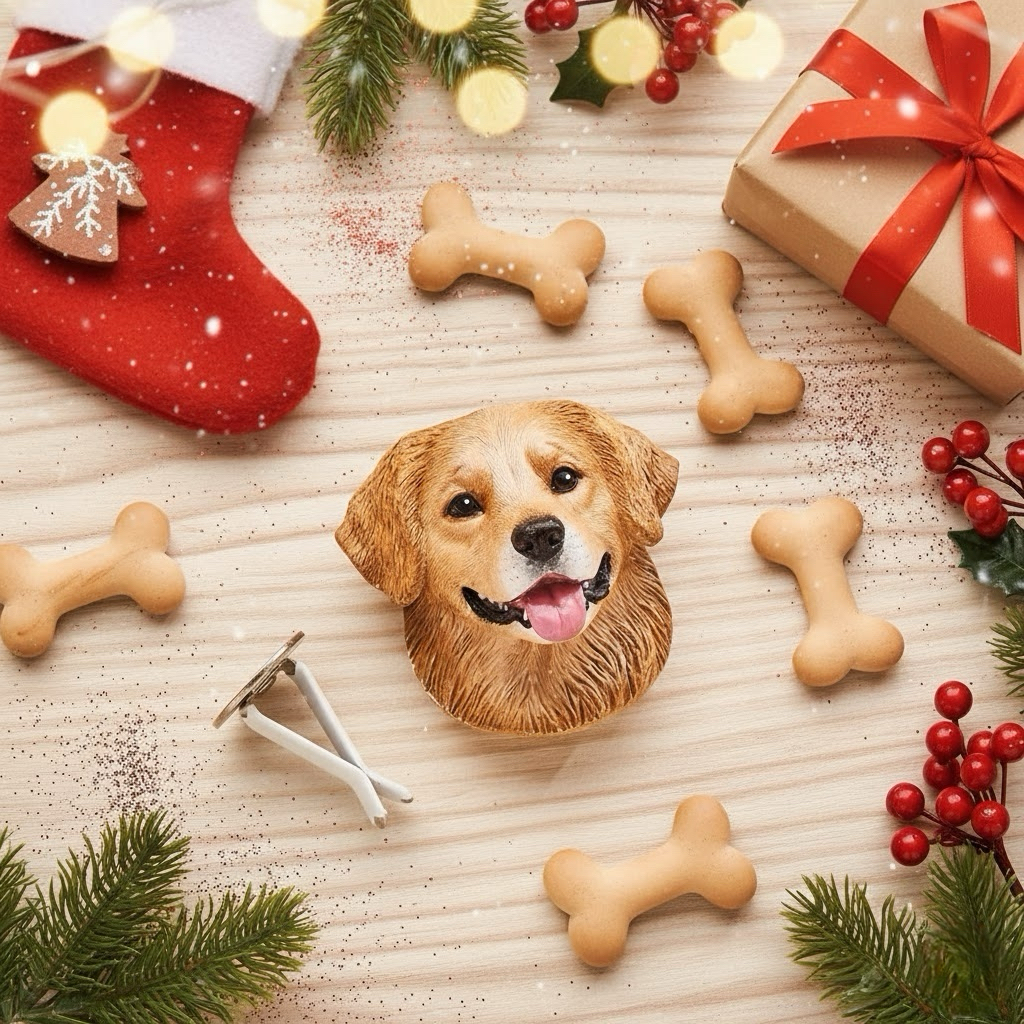 Custom Photo 3D Plaster Pet Portrait Refrigerator Magnet Christmas Gift for Pet Lovers