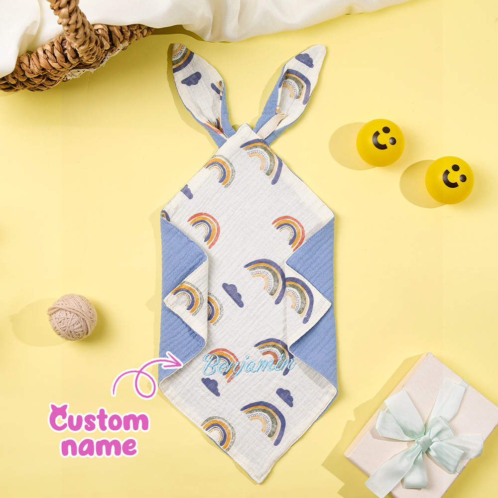 Personalized Soothe Towel Bibs Cute Soft Sleeping Towel with Embroidered Name Gifts for Baby