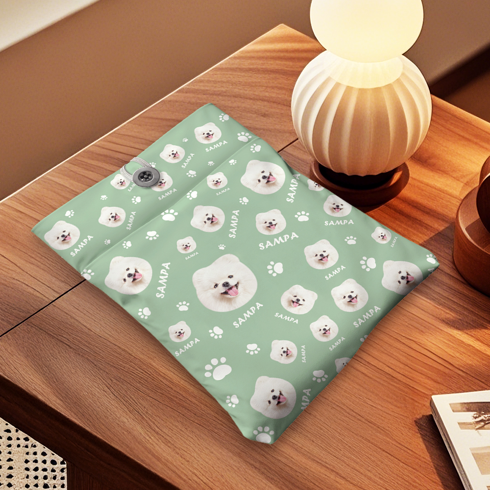 Personalized Pet Portrait Book Cover with Pocket Book Cover Protector Gift for Reader Pet Lover