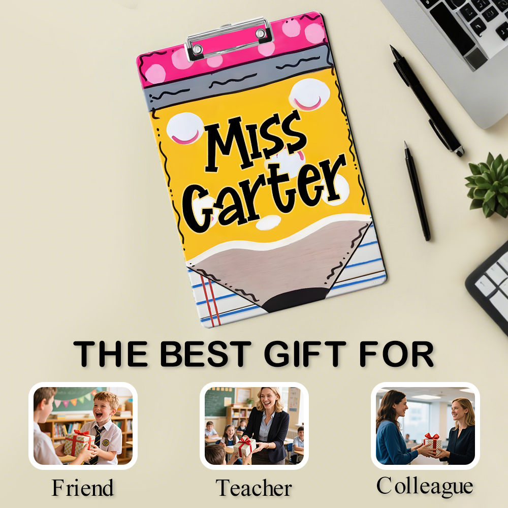 Custom Text Name Folder with Pencil Design – Teacher's Day & Back to School Gift