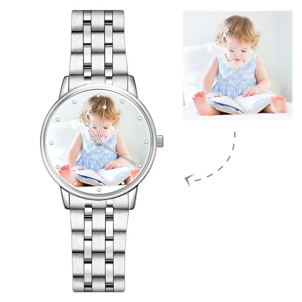 Custom Photo Unisex Engraved Text Watch Alloy Strap 38mm Valentines Gift