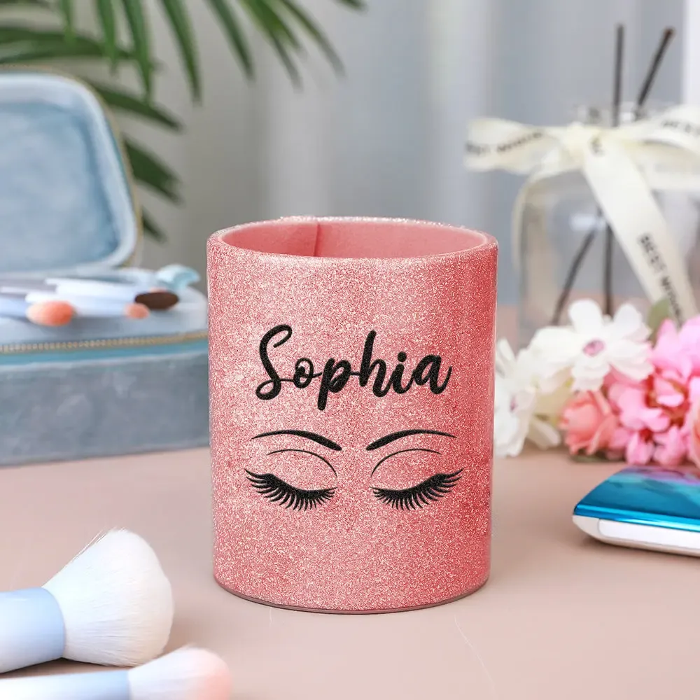 Personalized Glitter Color Make Up Brush Holder with Name Birthday Anniversary Gift for Women