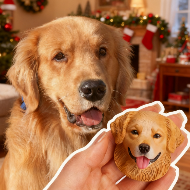 Custom Photo 3D Plaster Pet Portrait Refrigerator Magnet Christmas Gift for Pet Lovers