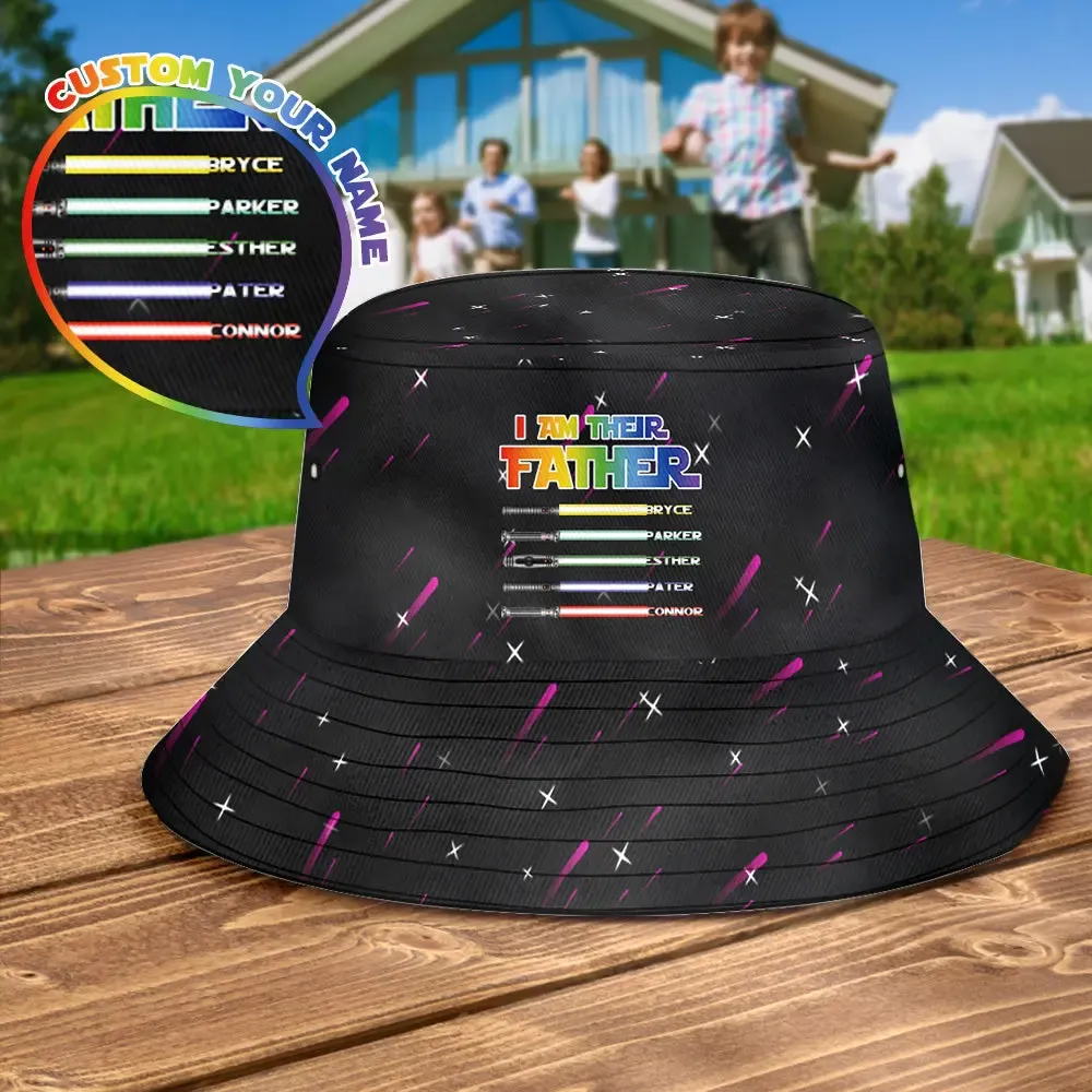 Custom Bucket Hat Light Saber I Am Their Father Bucket Hat Gifts for Father