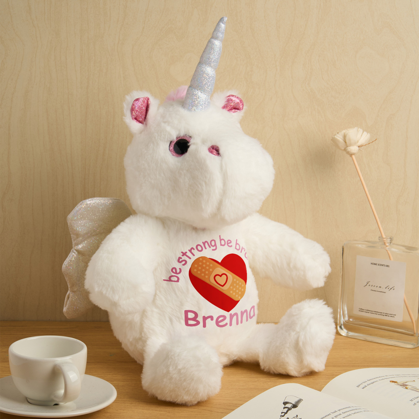 Personalized Unicorn Plush Stuffed Animal Birth Announcement Gift for Baby Shower